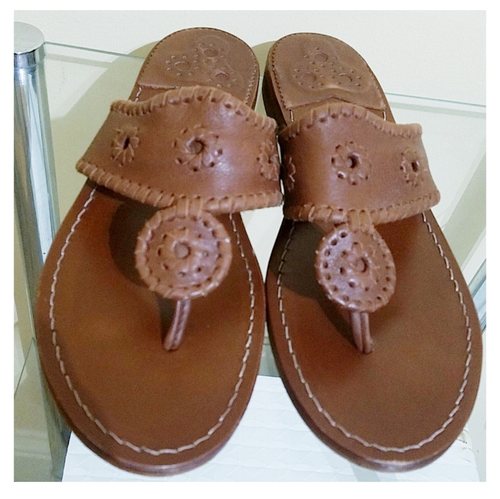 Jack Rogers Brown Leather Thong Sandals - Picture 4 of 15